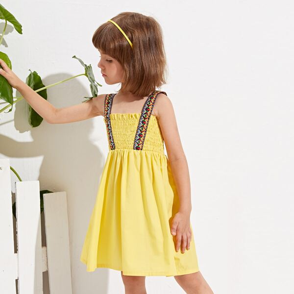 

Toddler Girls Geo Tape Shirred Cami Dress, Yellow