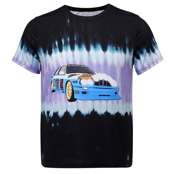 

Men Tie Dye & Car Print Tee, Multicolor