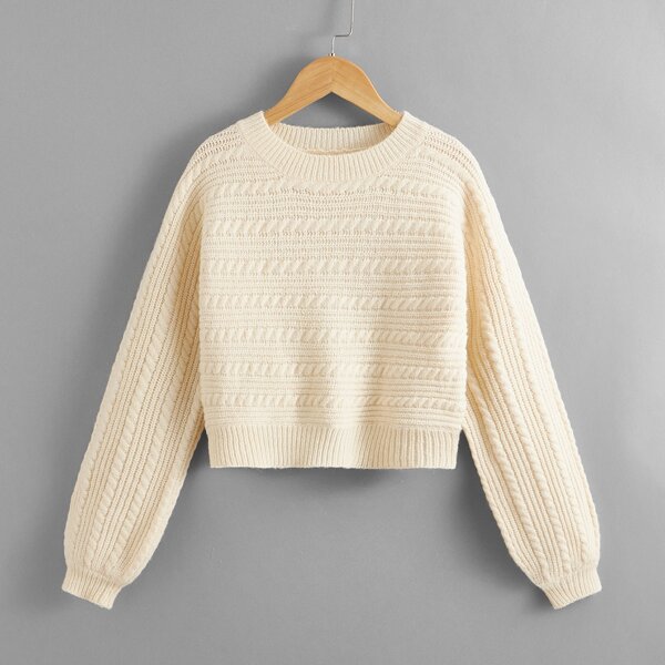 

Girls Cable Knit Sweater, Beige