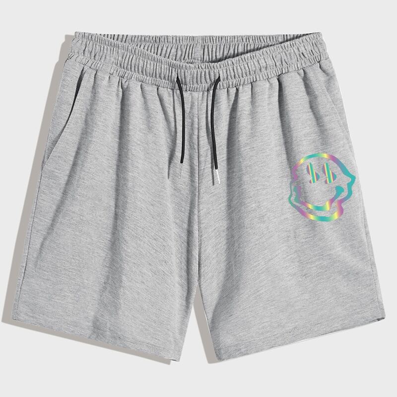 

Guys Graphic Drawstring Shorts, Light grey