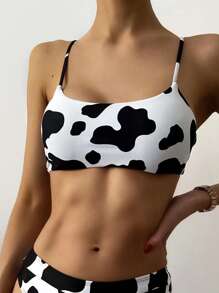 奶牛圖案比基尼泳裝上衣