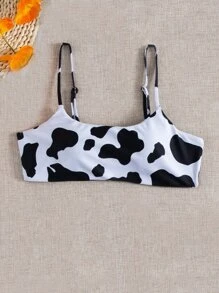 奶牛圖案比基尼泳裝上衣