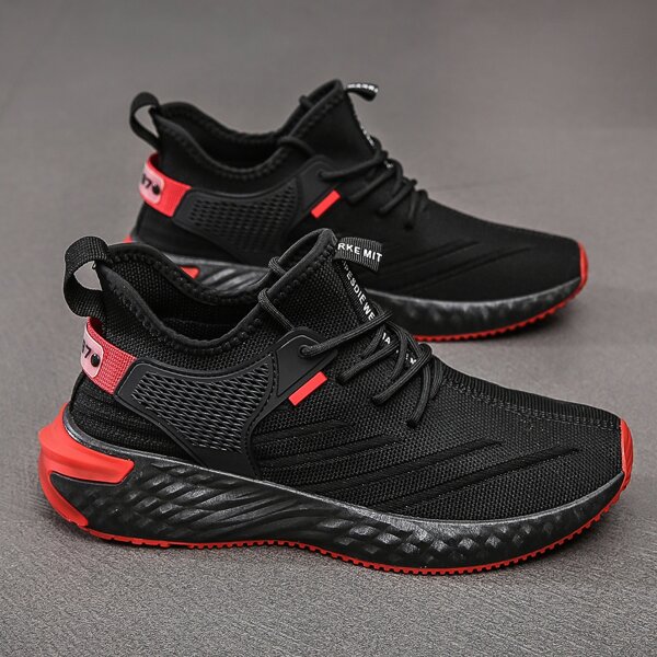 

Men Lace-up Decor Sneakers, Black