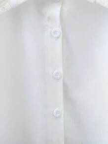 Toddler Girls Solid Eyelet Embroidered Trimed Blouse - White - View 4