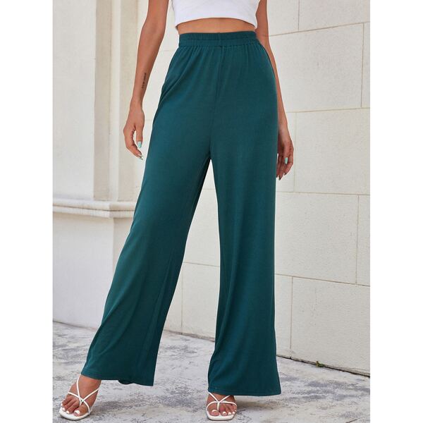 

Split Hem Solid Sweatpants, Teal blue