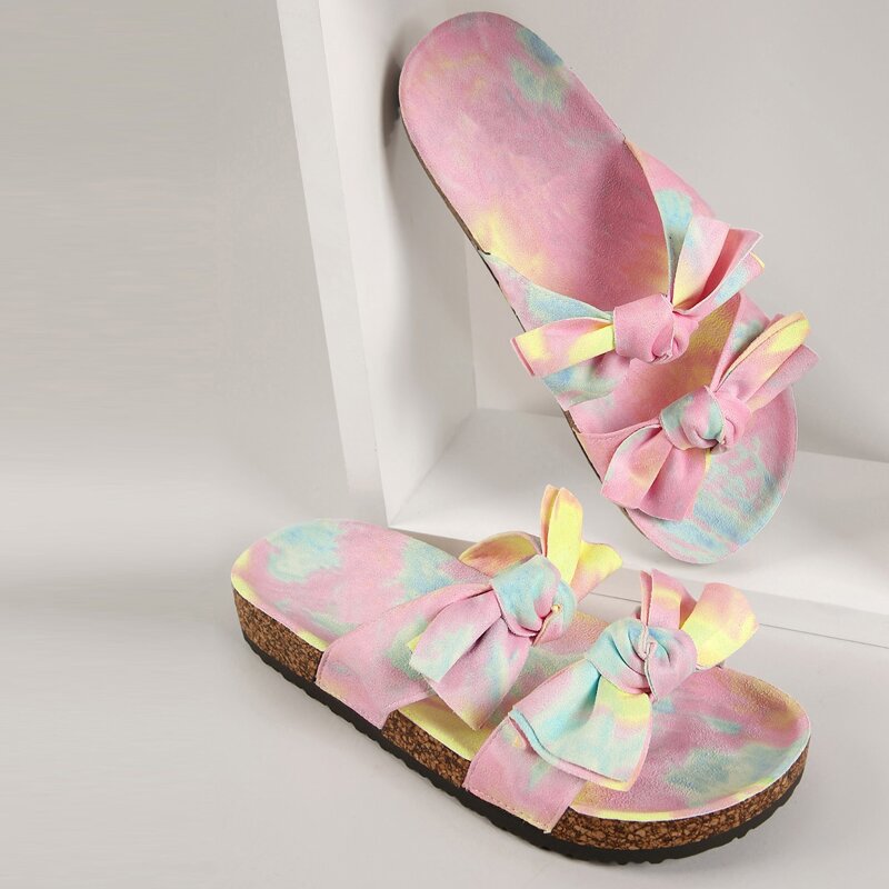 

Faux Suede Dual Bow Vamp Slides, Multicolor