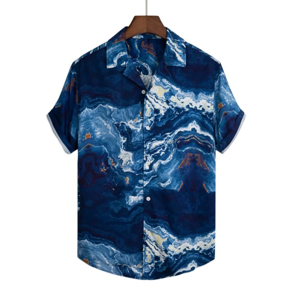 

Men Allover Print Button Up Shirt, Navy blue