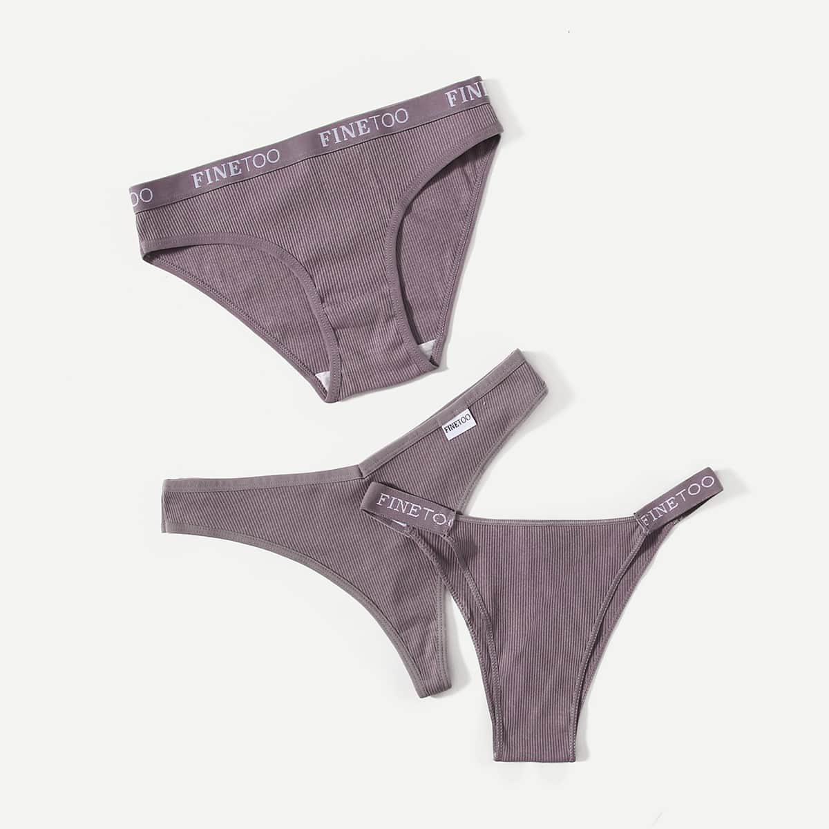 

3pack Letter Graphic Tape Panty Set, Multicolor
