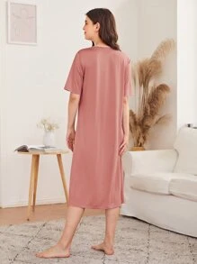 SHEIN Unity 字母圖案睡衣 - 藕粉色 - 查看 2