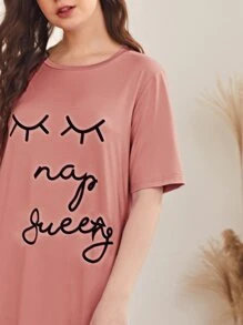 SHEIN Unity 字母圖案睡衣 - 藕粉色 - 查看 3