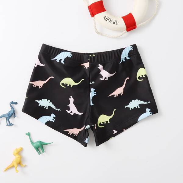 

Toddler Boys Dinosaur Print Beach Shorts, Black