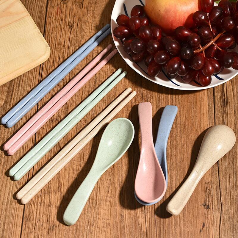 

4pairs Chopstick & 4pcs Spoon, Multicolor
