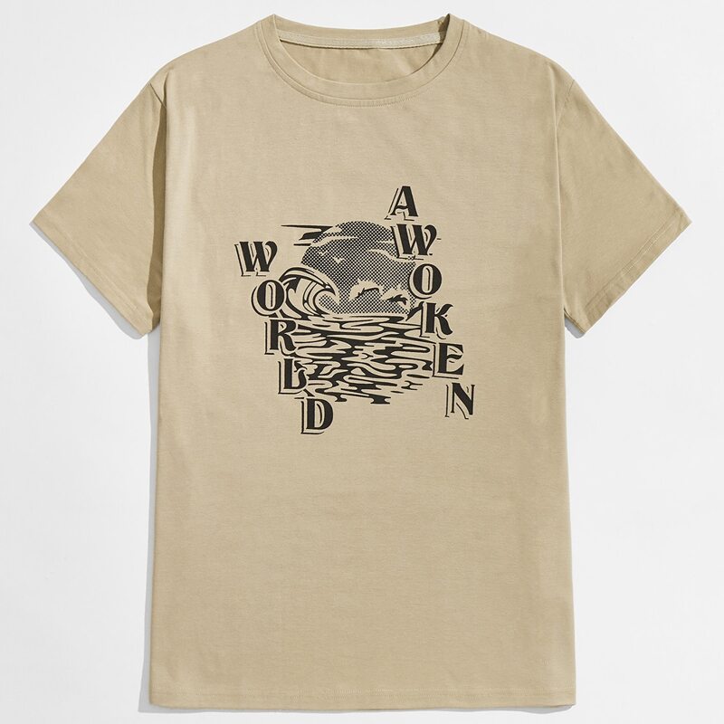 

Guys Letter Sun & Wave Graphic Tee, Khaki