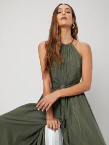 SHEIN Unity Viscose Flowy Cami Jumpsuit - Army Green - View 3