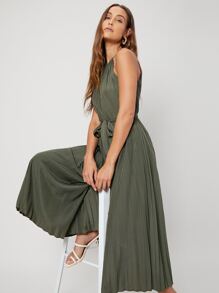 SHEIN Unity Viscose Flowy Cami Jumpsuit - Army Green - View 5
