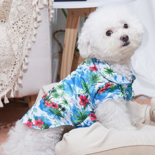 

Tropical Print Pet Shirt, Blue