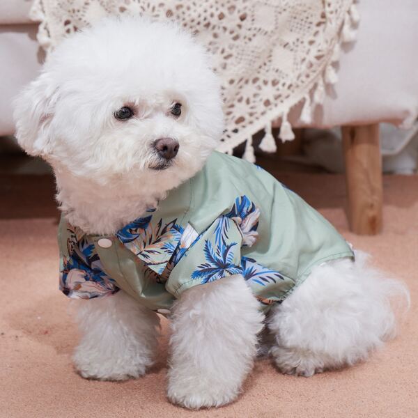 

Plant Print Pet Shirt, Green