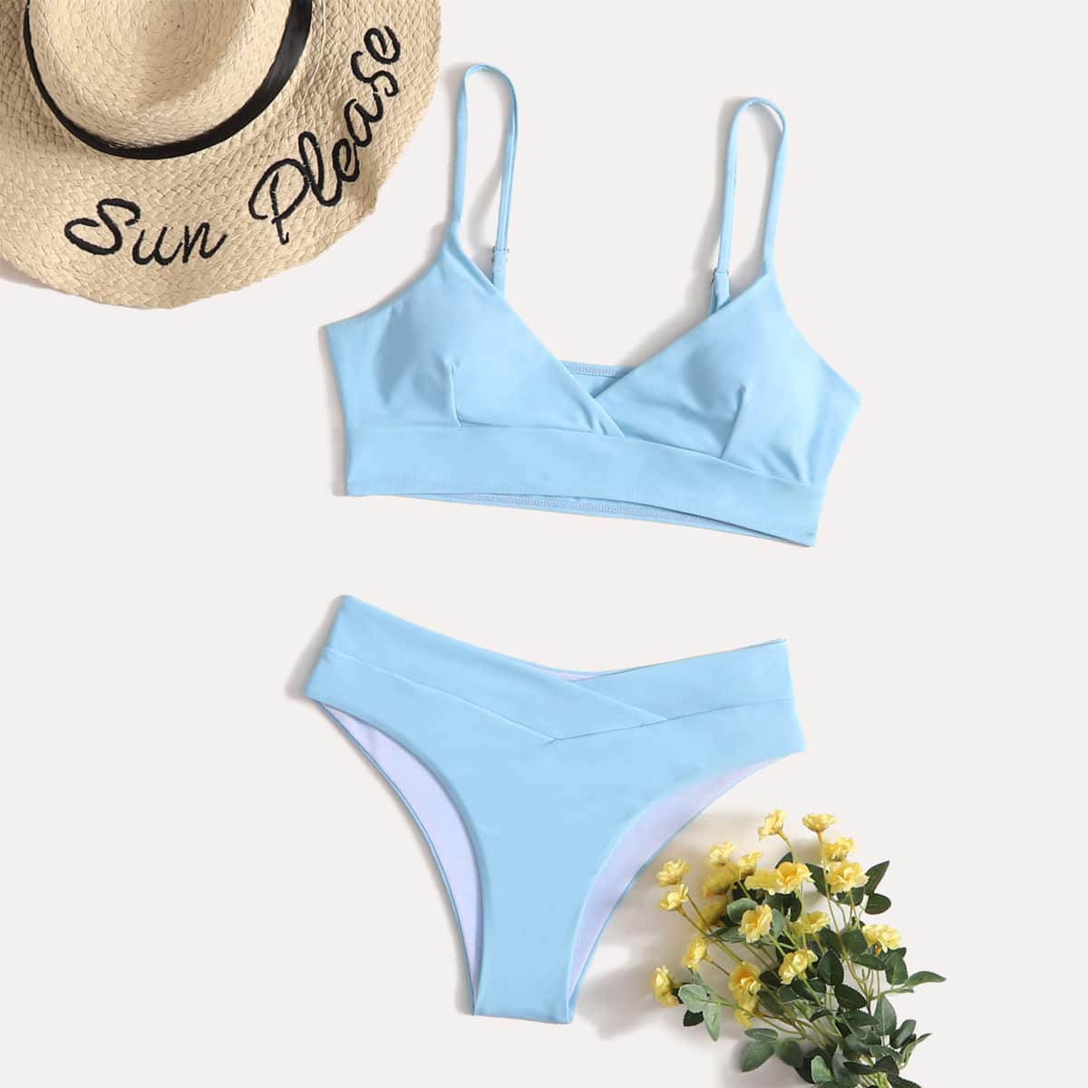 

Solid Bikini Swimsuit, Baby blue