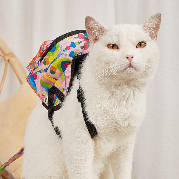 

Butterfly Print Bag Pet Harness & 1pc Leash, Multicolor