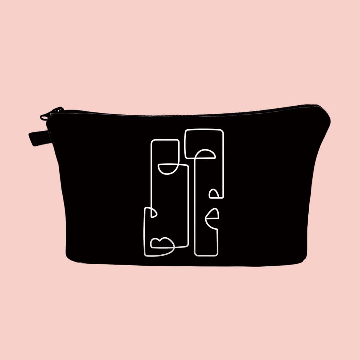 

Abstract Line Art Zipper Makeup Bag, Black