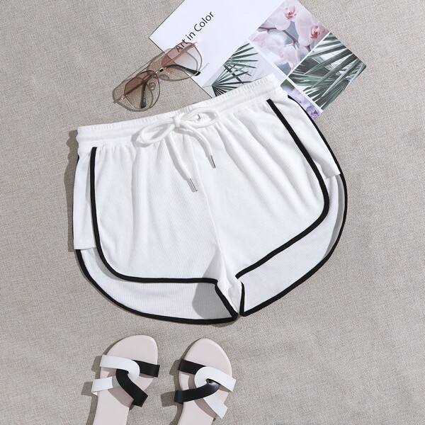 

Drawstring Waist Dolphin Shorts, White
