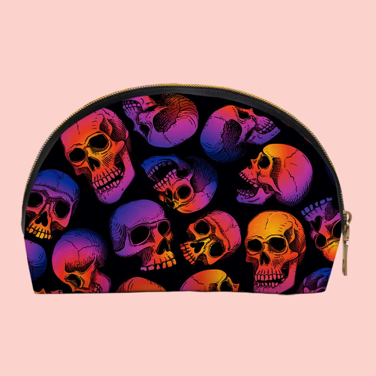 

Skull Pattern Roundtop Makeup Bag, Multicolor