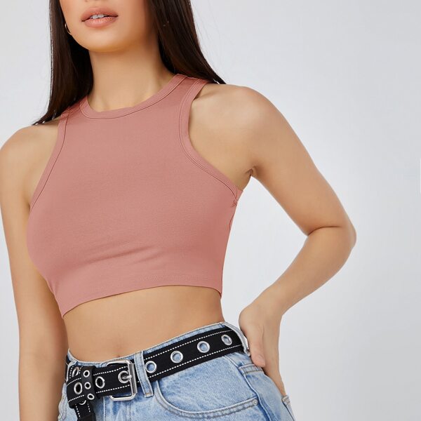 

Solid Crop Tank Top, Dusty pink