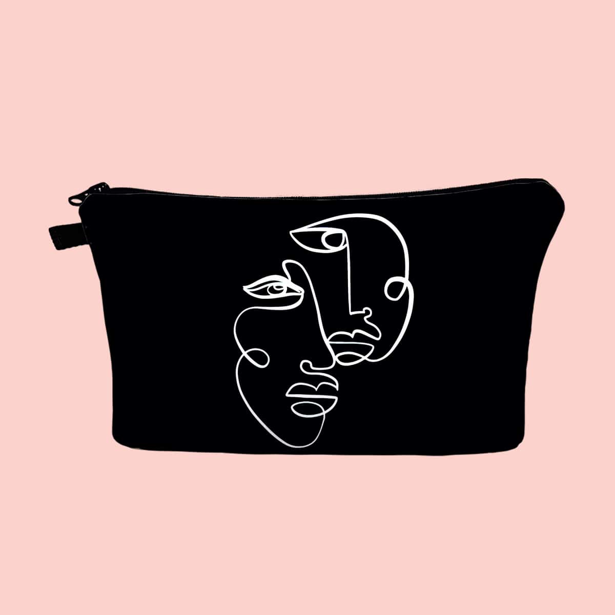 

Abstract Line Art Zipper Makeup Bag, Black