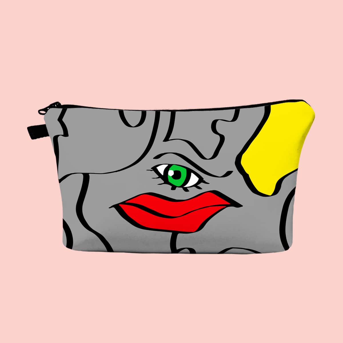 

Abstract Line Art Zipper Makeup Bag, Grey
