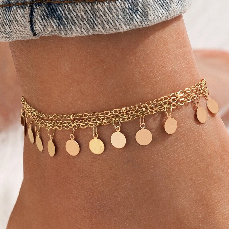 

Disc Chain Anklet, Gold