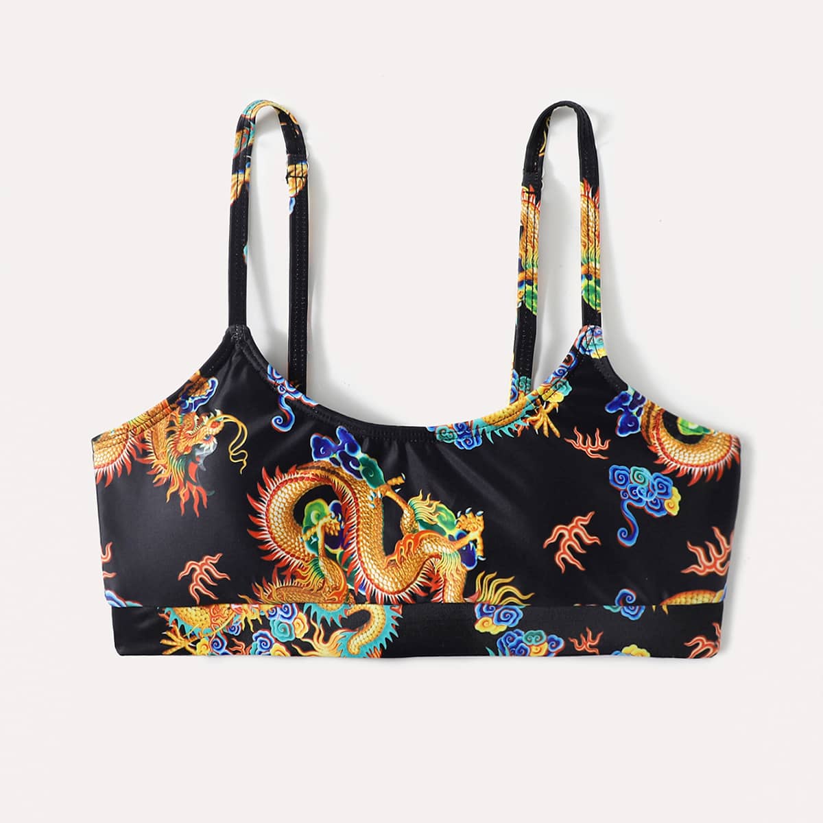 

Chinese Dragon Bikini Top, Black