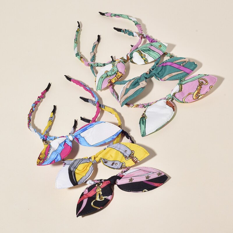 

6pcs Chain Pattern Bow Headband, Multicolor
