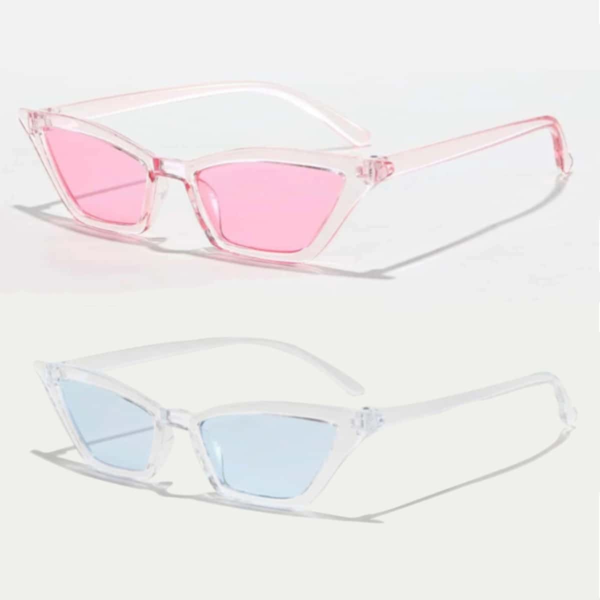 

2pairs Cat Eye Sunglasses, Multicolor