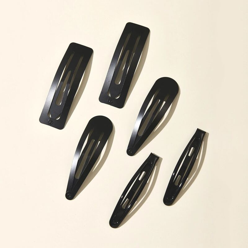 

6pcs Simple Snap Hair Clip, Black