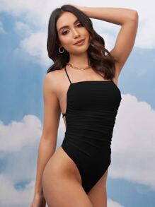 SHEIN BAE Lace Up Backless Bodysuit