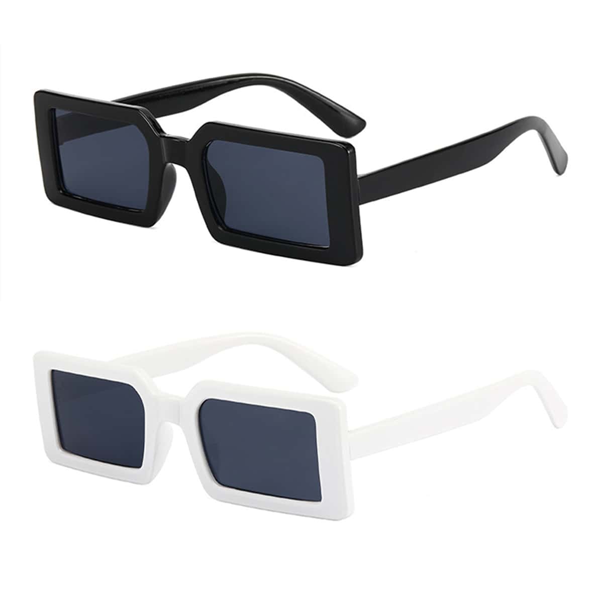 

2pairs Rectangle Frame Sunglasses, Black