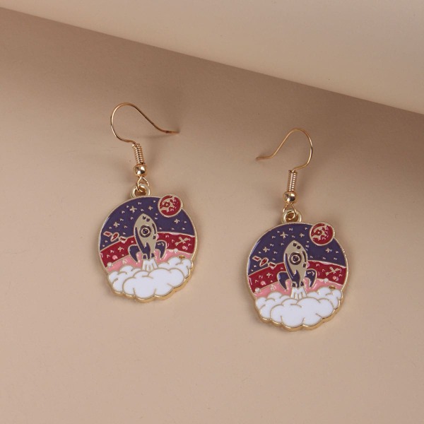 

Rocket Pattern Drop Earrings, Multicolor