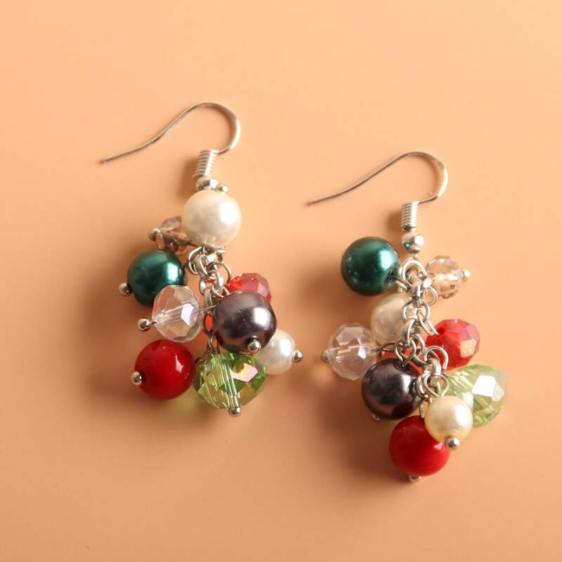 

Colorful Beaded Drop Earrings, Multicolor