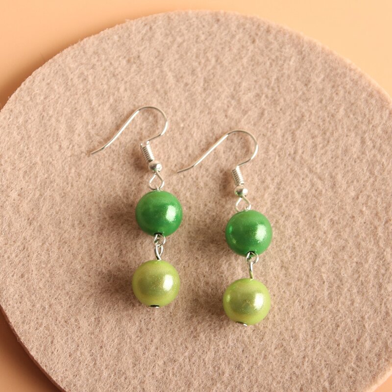 

Colorful Beaded Drop Earrings, Green