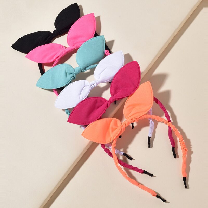 

6pcs Solid Bow Headband, Multicolor
