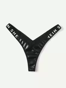 Letter Tape Thong - Black - View 3