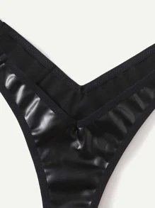 Letter Tape Thong - Black - View 5