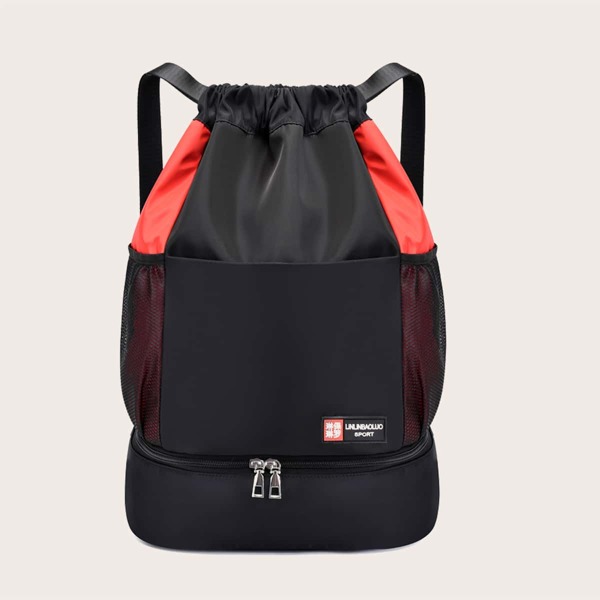 

Two Tone Drawstring Backpack, Black