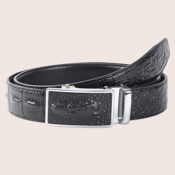 

Men Croc Embossed Belt, Black