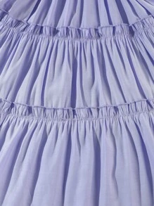 Vestidos para niñas Volante fruncido Liso Dulce - Lila Púrpura - Ver 4