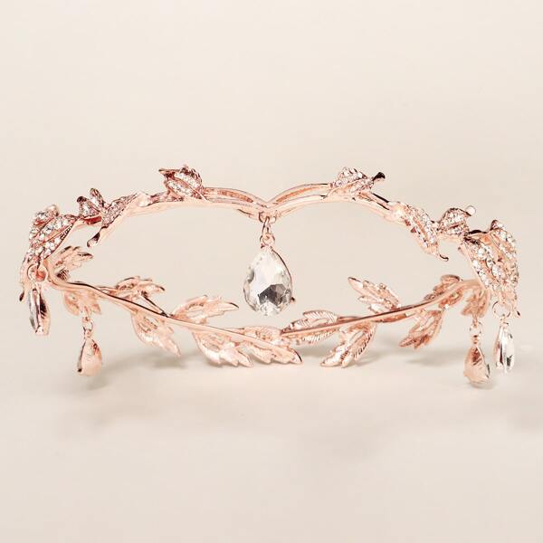 

Rhinestone Decor Leaf Design Hair Accessory, Gold