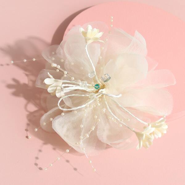 

Toddler Girls Flower Decor Hair Clip, Beige