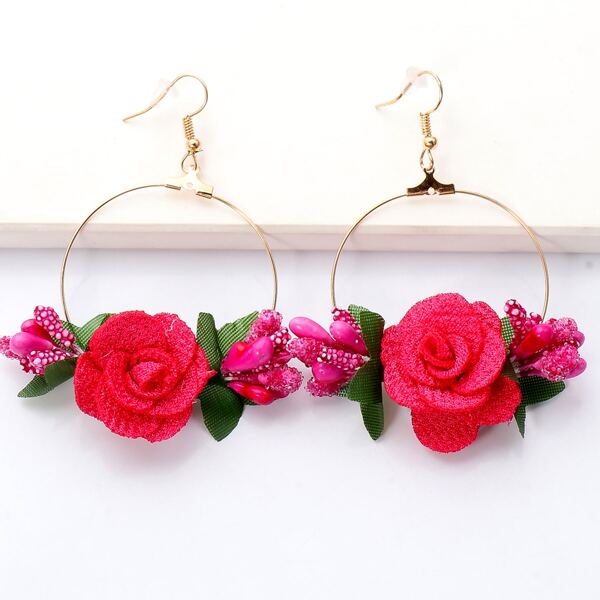 

Flower Decor Drop Earrings, Multicolor