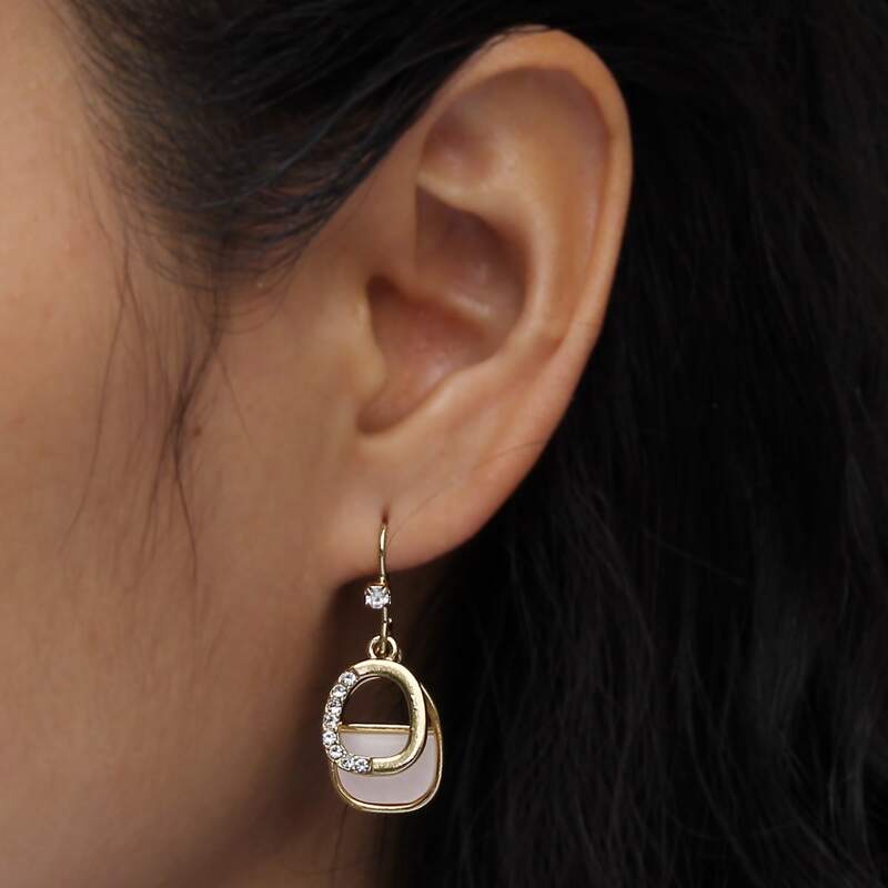 

Rhinestone Decor Drop Earrings, Gold