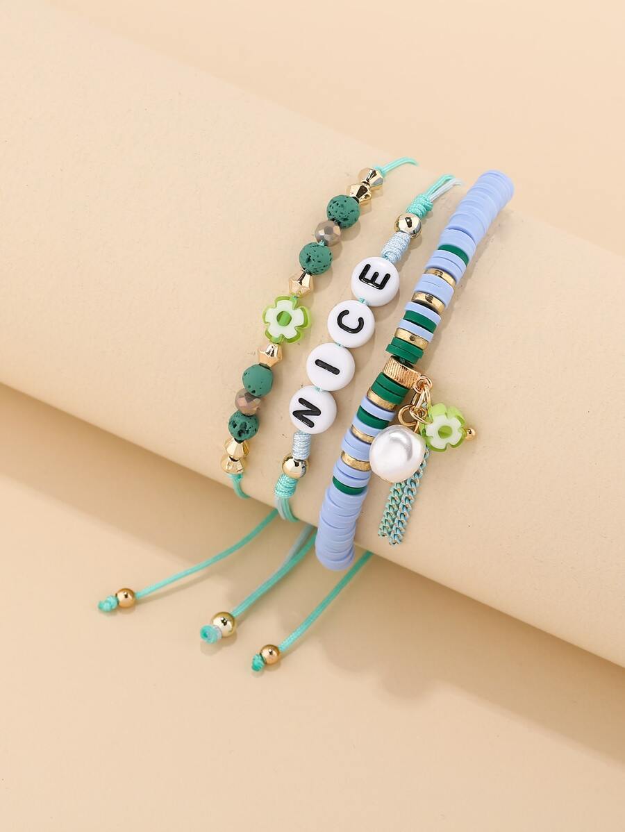 3 piezas brazalete con letra - Multicolor - Ver 1